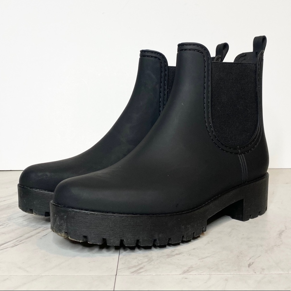 Jeffrey Campbell Black Platform Chelsea Rain Boot